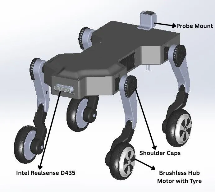 Isometric CAD view of the complete robot