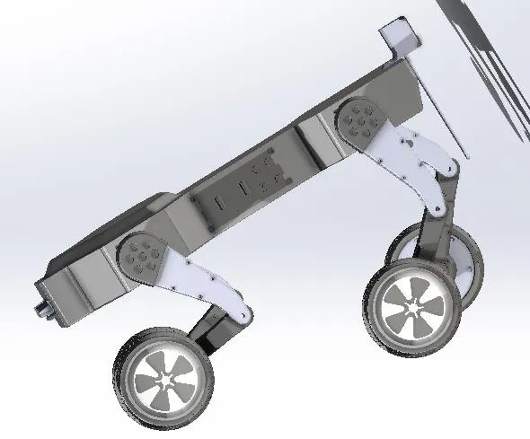 Extended leg layout for downhill travel
