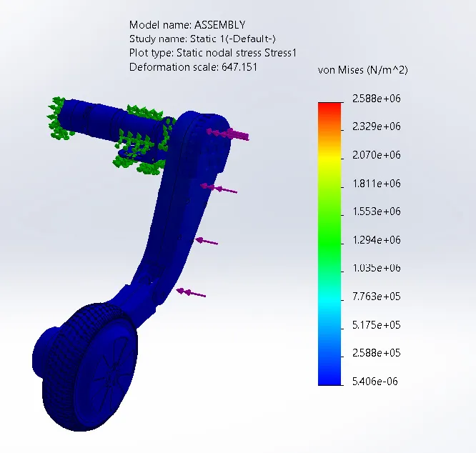 Von Mises stress under lateral load