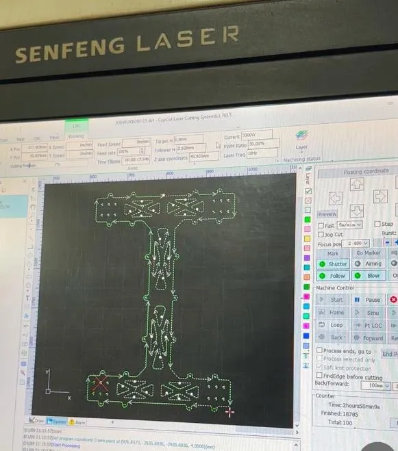 Chassis base loaded in laser cutting software